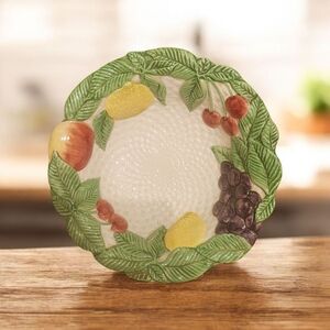 Fitz and Floyd Discontinued Basketweave Fruit Fair Bowl